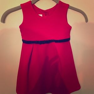 Red Fancy Dress with Black and White Pea Coat